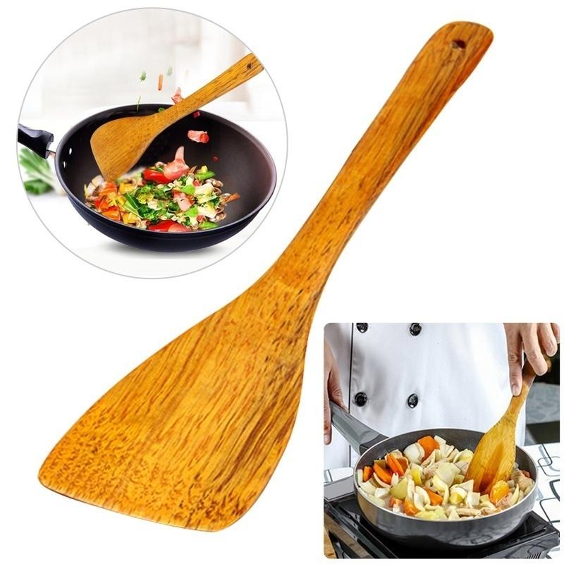 Pot Bamboo Wood Spoon Square Shovel No Shovel 30cm Cooking Shovel