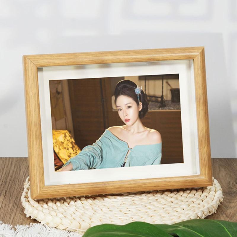 Wooden Hollow Glass Photo Frame Desk Display 6x8x10 Inch DIY Picture Modern Minimalist MDF Craft