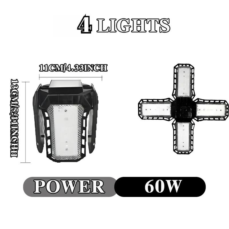 LED Garage Lights with 6+1/8+1/10+1 Adjustable Panels E26/E27 Ceiling Shop Work Lamp 150W 6500K Bulb for Workshop Industrial Lighting