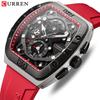 Curren-Men's Three Eyed Small Dial Six Pin Sports Calendar Watch Waterproof Silicone Strap Quartz Watch