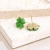 Cute Four-leaf Clover Earrings Simple Friendship Earrings Exquisite Cat's Eye Stone Ear Stud  Women