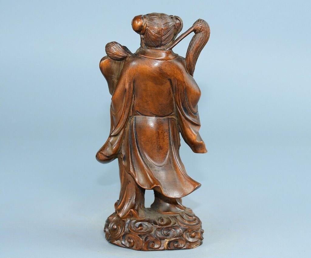 Chinese Antique Boxwood Wood Carving Exquisite Figure Statues Home  Decor Art