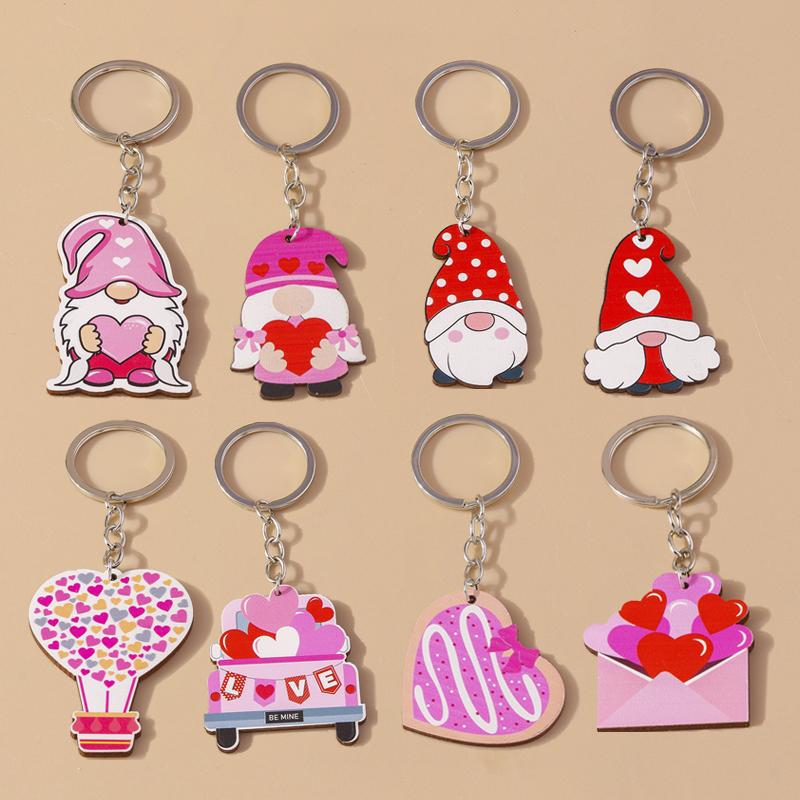 Pretty Pink Color Love Heart Keychain Balloon Key Ring Pendants for Women Girls Handbag Decor DIY Handmade Jewelry Accessories