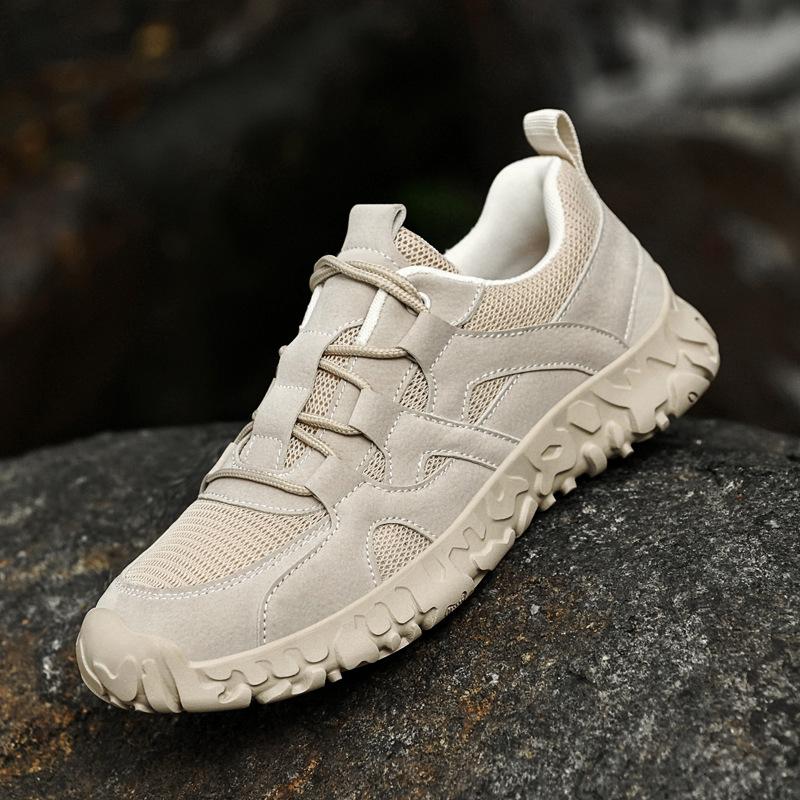 Men's Shoes 2025 Summer New Outdoor Breathable Mesh Non-slip Sports Shoes Low-top Travel Lace-up Hiking Casual Shoes