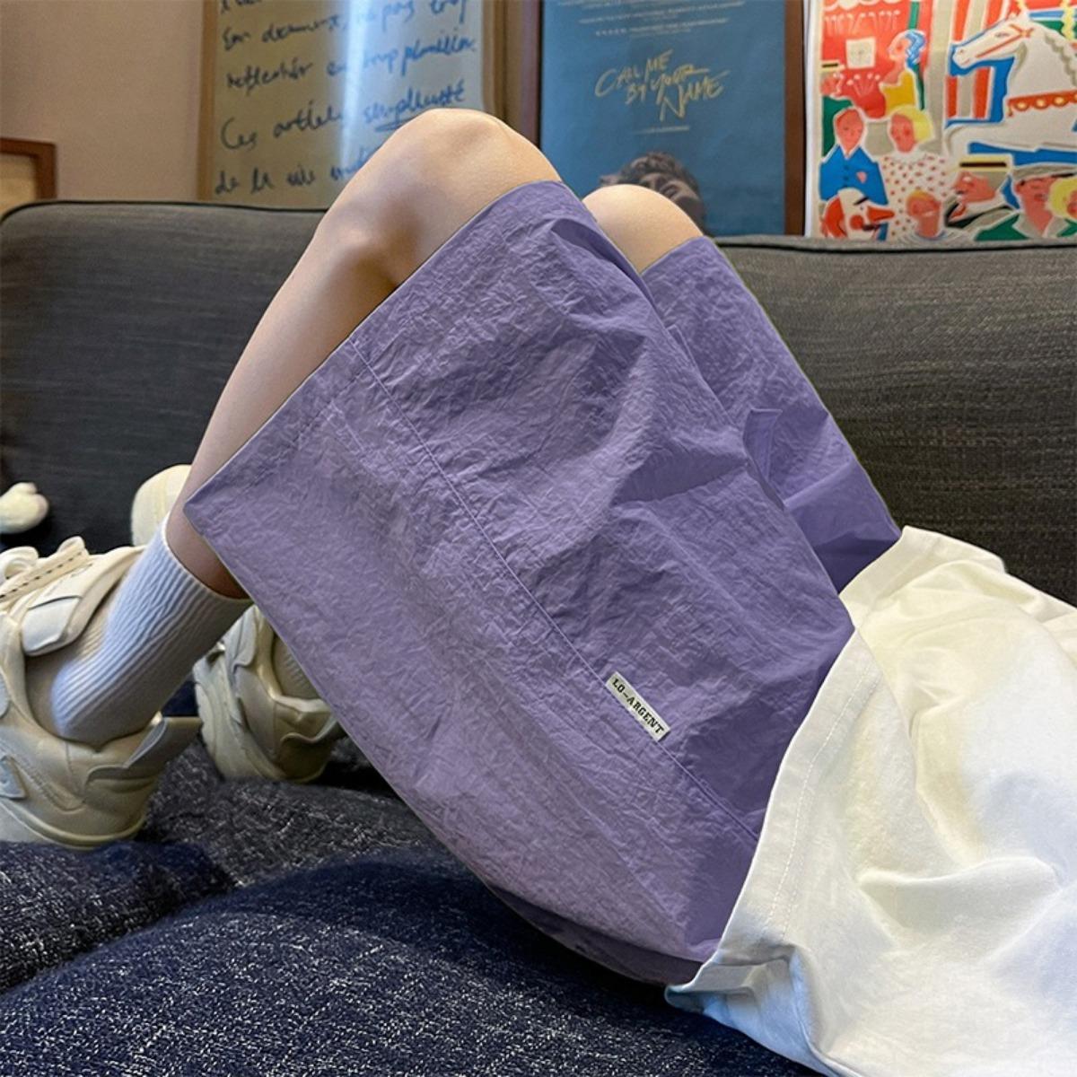 

Дизайн унисекс Легкие Быстросохнущие Шорты с высокой посадкой и широкими штанинами - Дышащие Летние Повседневные Шорты с Кулиской на Талии 3XL фиолетовый