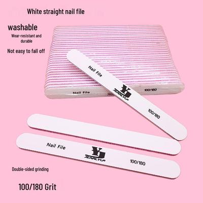 Vysoce kvalitní bílý písečný pilník na nehty 100/180, Zesílený a omyvatelný manikúrní proužek