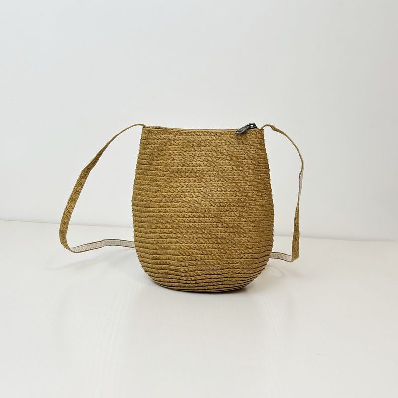 

Japanese Style Non-Printed Woven Bag Women s Shell Bag Paper Woven Shoulder Bag Crossbody Bucket Bag YKK Bronze Zipper Small Bag Shell-like (light brown)