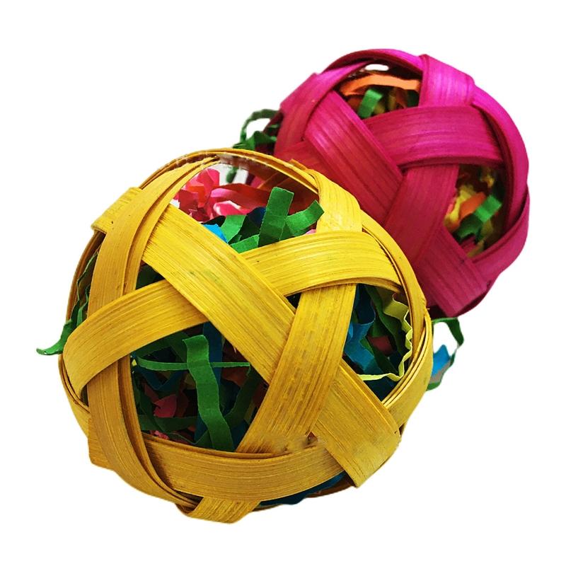 3Pcs Bird Foraging Toys Parrot Cage Shredder Toy 2.4-in Foot Ball Chewing Toys for Small Animals Gerbils Hamsters