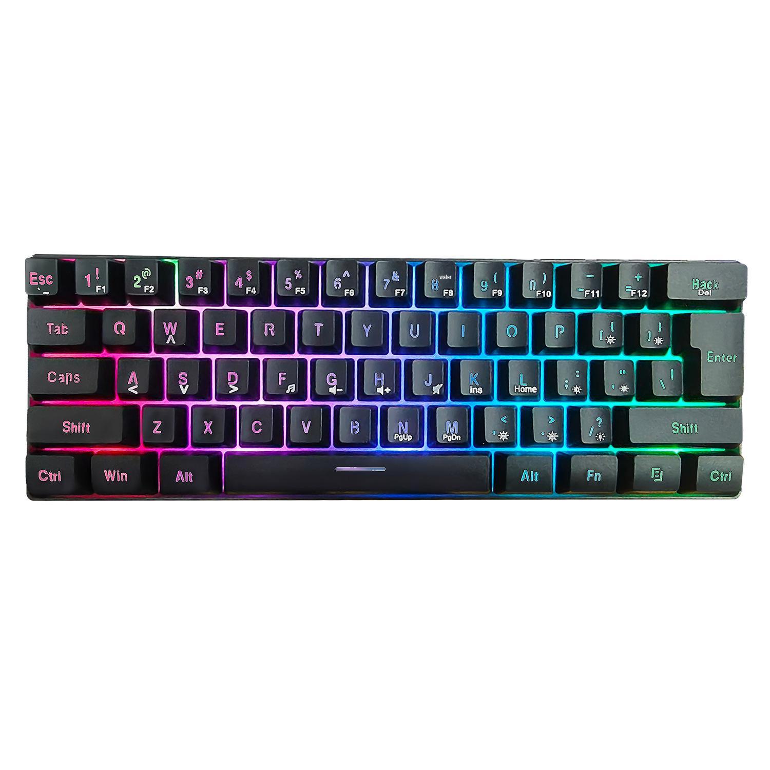 

61-Key RGB Light Portable Gaming Keyboard - Mechanical Feel for E-sports & Office Use чорний