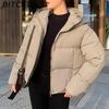 BITCED Minimalist Hooded Short Down-Filled Cotton Jacket Casual Puffer Jacket Lightweight Cotton Coat