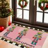 Black Background Doormat With Five Love Trees Dancing In The Sky A Snowflake Christmas Mat Carpet Creative Mat Home Decoration
