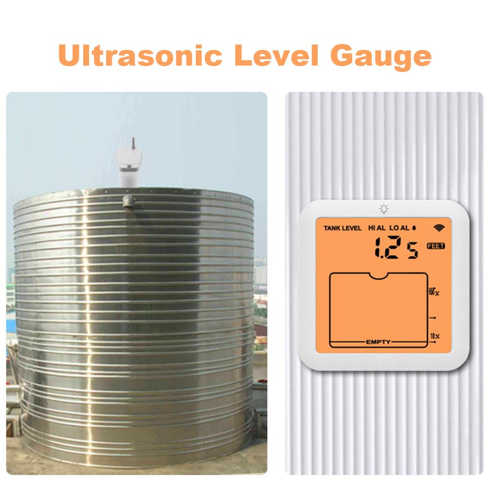 Ultrasonic Liquid Level Meter Low Battery Indicator Alarm Multifunctional Liquid Gauge Water Level Monitor for Home Garden Yard