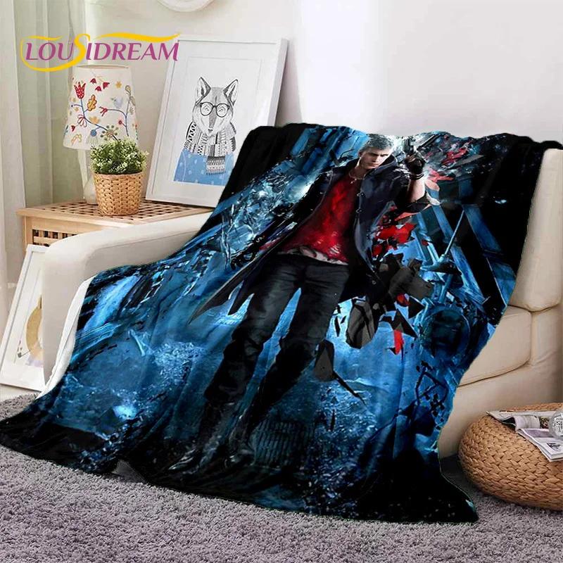 3D D-Devil May Cry DMC Game Cartoon Soft Flannel Blanket for Beds Bedroom Sofa Picnic,Throw Blanket for Outdoor Leisure Nap Gift