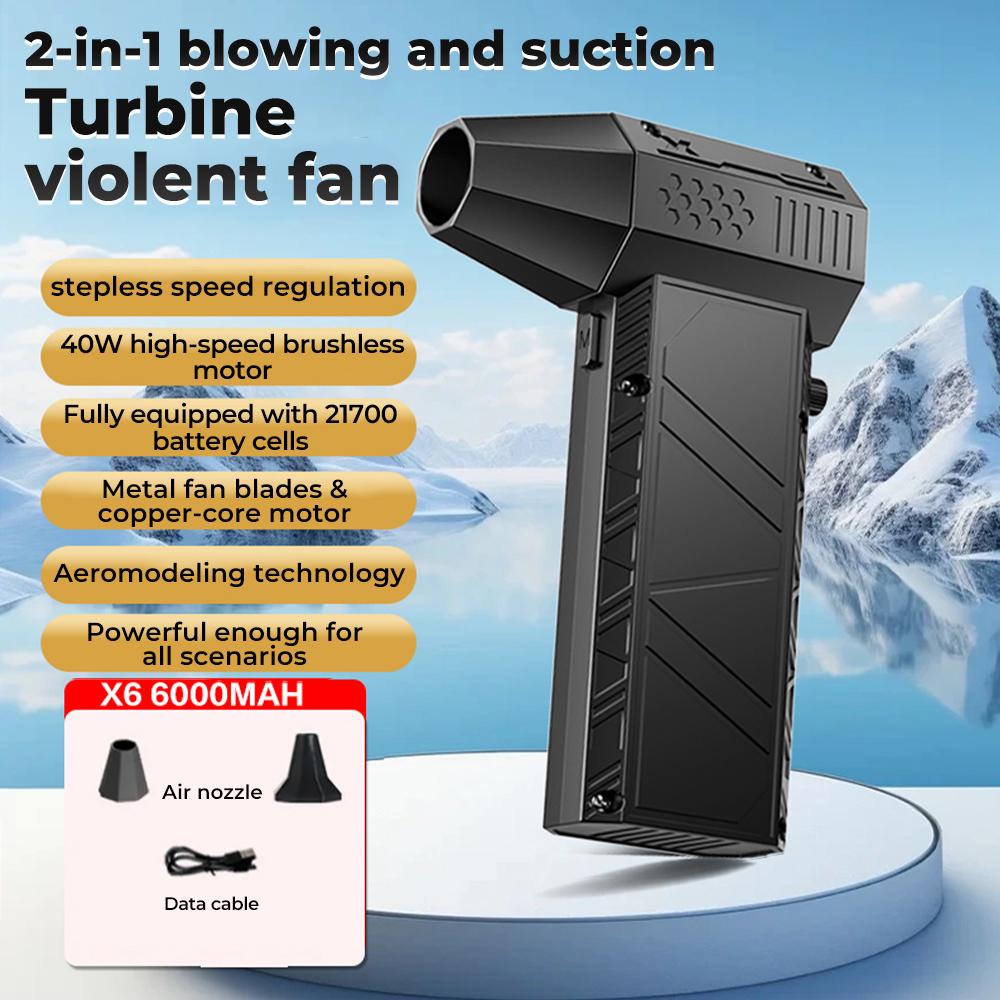X6 Pro Violent Fan 400000RPM Powerful Air Blower Vacuum Dust Cleaner Type-C Charging Winds 53m/s Brushless Turbo Jet Blower Fan