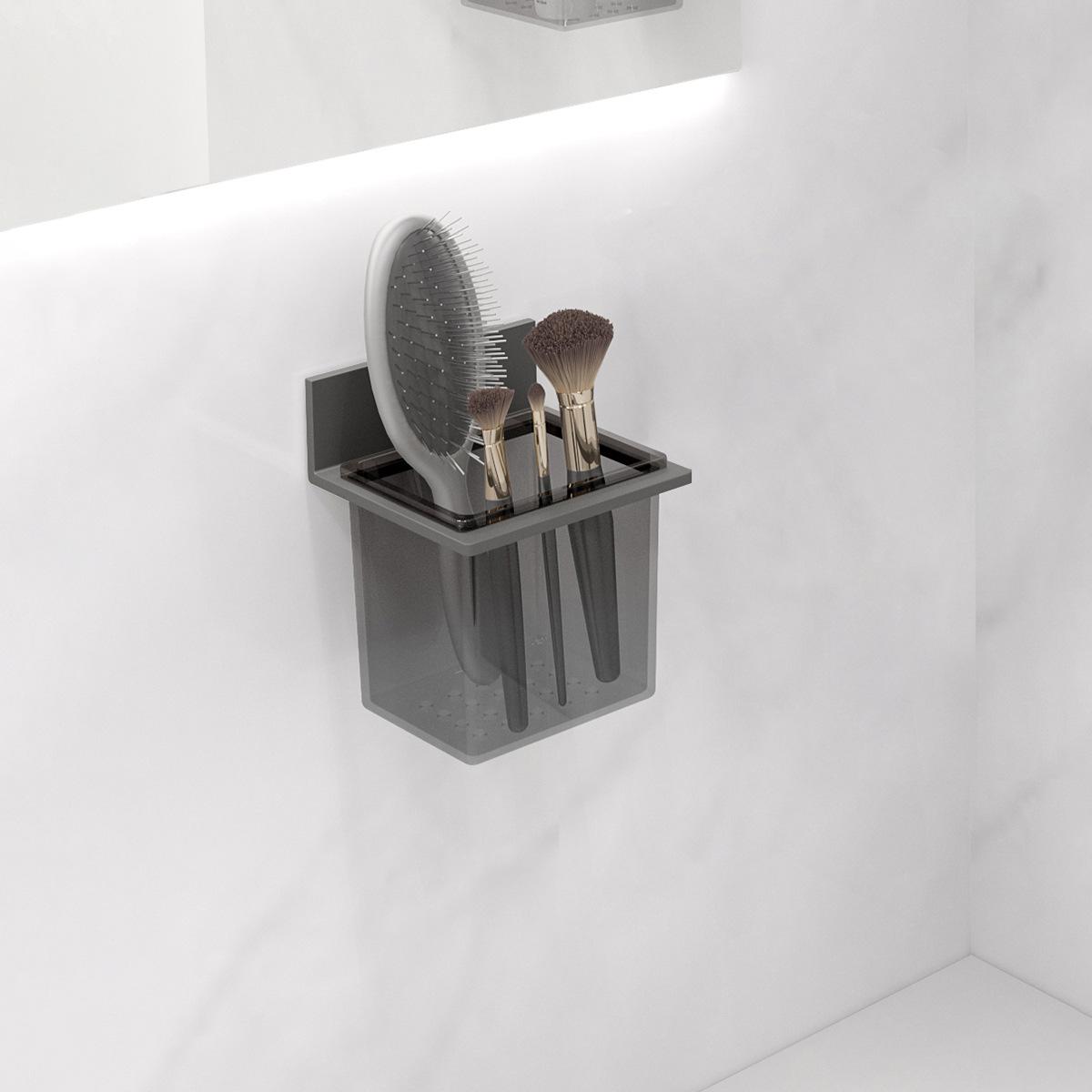 

Настенный держатель для хранения без сверления для карандашей для бровей, кистей для макияжа и зубных щеток