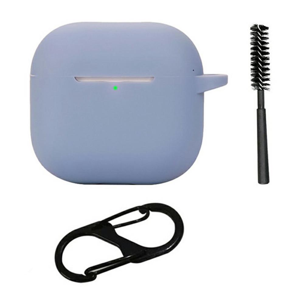 For AirPods 4 Silicone Case Bluetooth-Compatible Earphones Protective Cover with Anti-Lost Buckle + Cleaning Brush