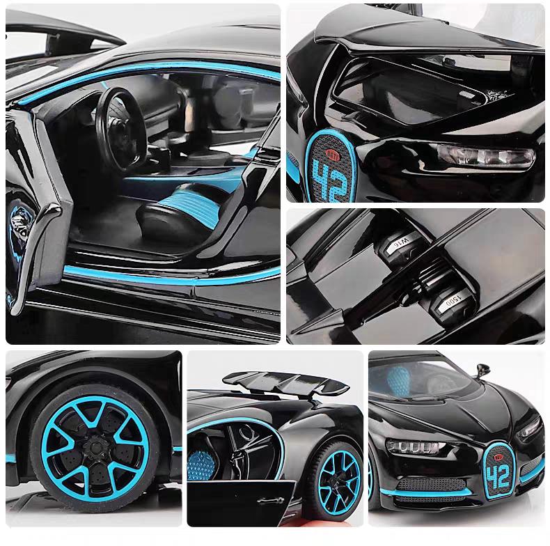 Bugatti Chiron Supersport Simulace Odlévaná a Hračková Vozidla Zvuky a Světlo Natahovací Auto 1:32 Dárky z modelů ze slitin pro děti