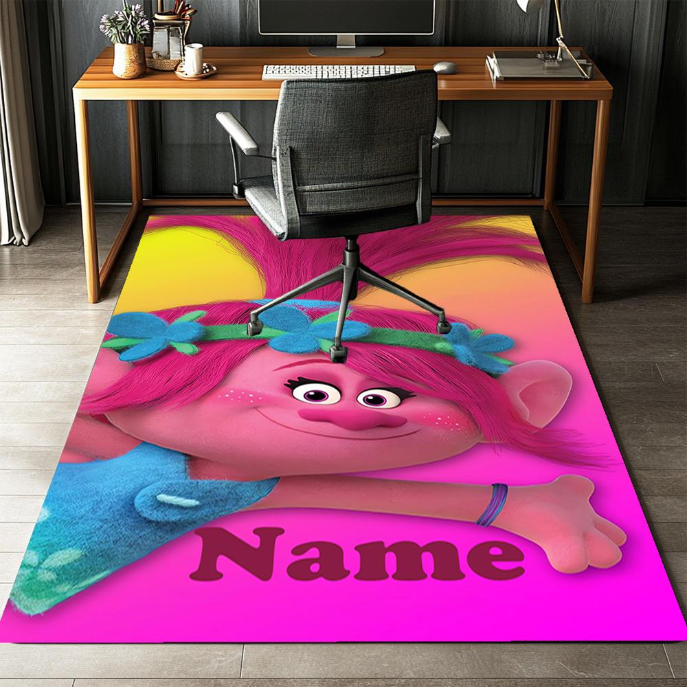 Custom Name Trolls Printed Carpet,Rug for Office Chair Living Room Bedroom Kitchen Room Decor Gifts.