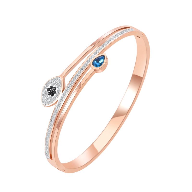 

Korean Version of Light Luxury Fashion Versatile Diamond-encrusted Devil s Eye Bracelet Women s Rose Gold-plated Non-fading Bracelet Women 2026 18CM розового золота