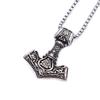 Fashion Vintage Viking Thor's Hammer Pendant Necklaces Punk Hip Hop Nordic Valknut Necklace Male  Amulet Jewelry Gifts Wholesale