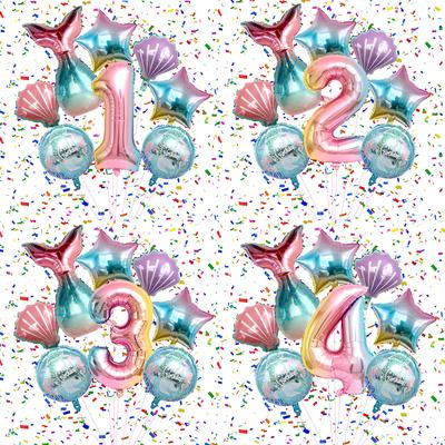 Theme Gradual Change Powder Fishtail Aluminum Film Balloon Set Dream Scene Arrangement Birthday Party Balloon Photo