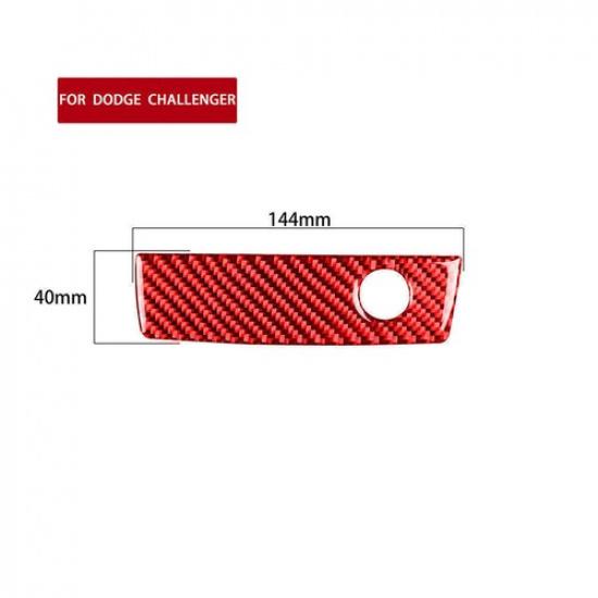 For Dodge Challenger 2008-14 Red Carbon Fiber Glove Box Handle Panel Cover Trim