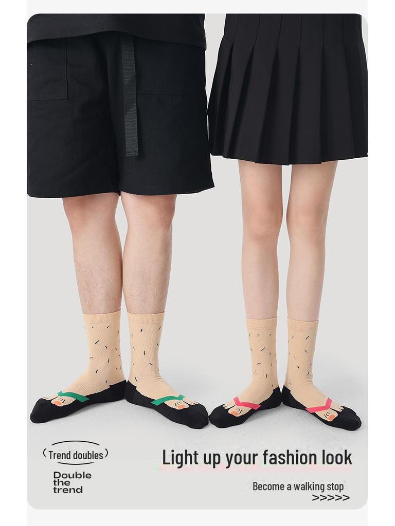 Șosete Desen Animat Creative Renaștere: Vară pentru femei, Bumbac sport pentru bărbați, Amuzanți până la jumătatea gambei, Primăvară și Toamnă, Unisex.