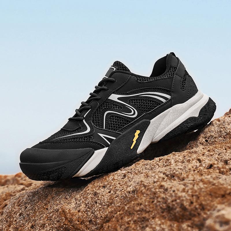 

Men s Casual Lace-Up Walking Shoes 2025 New Comfortable Sneakers Men Lightweight Outdoor Sports Shoes Non-Slip Athletic Footwear 45 чорний