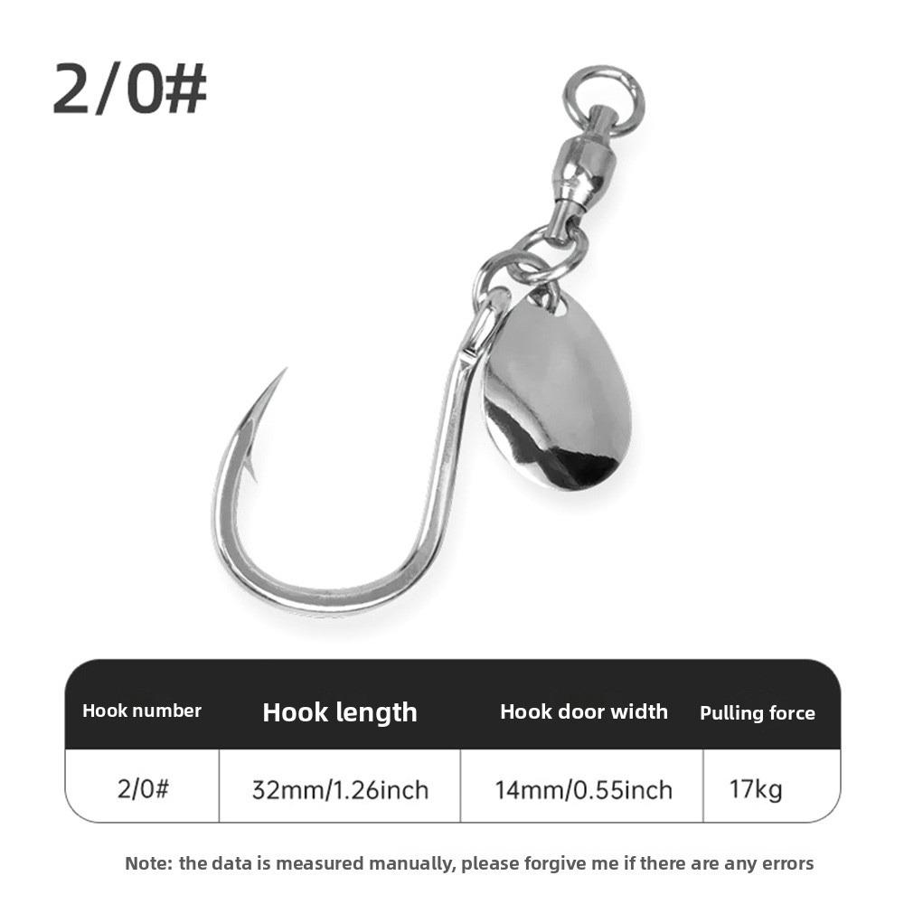 Spoon Spinner High Speed Metal Hooks Assist Hook 2X Strong Fishing Hooks Single Bearing Swivel 1/0 2/0 3/0