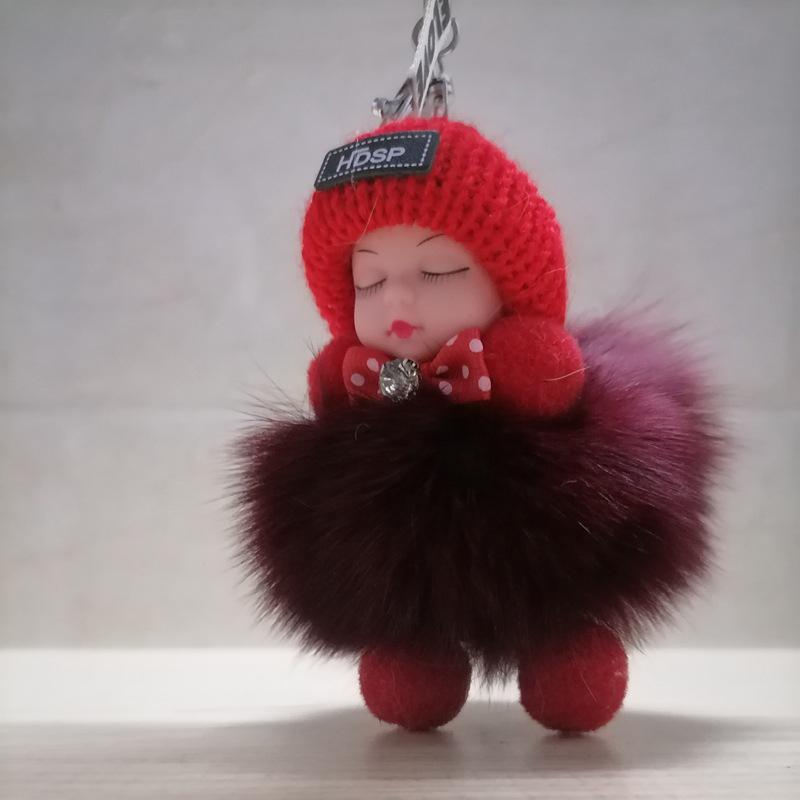 Klíčenka pro spící miminko Roztomilá měkká plyšová klíčenka pro panenku Ženy Dívka Tašky Přívěsek Batoh Příslušenství Dárky