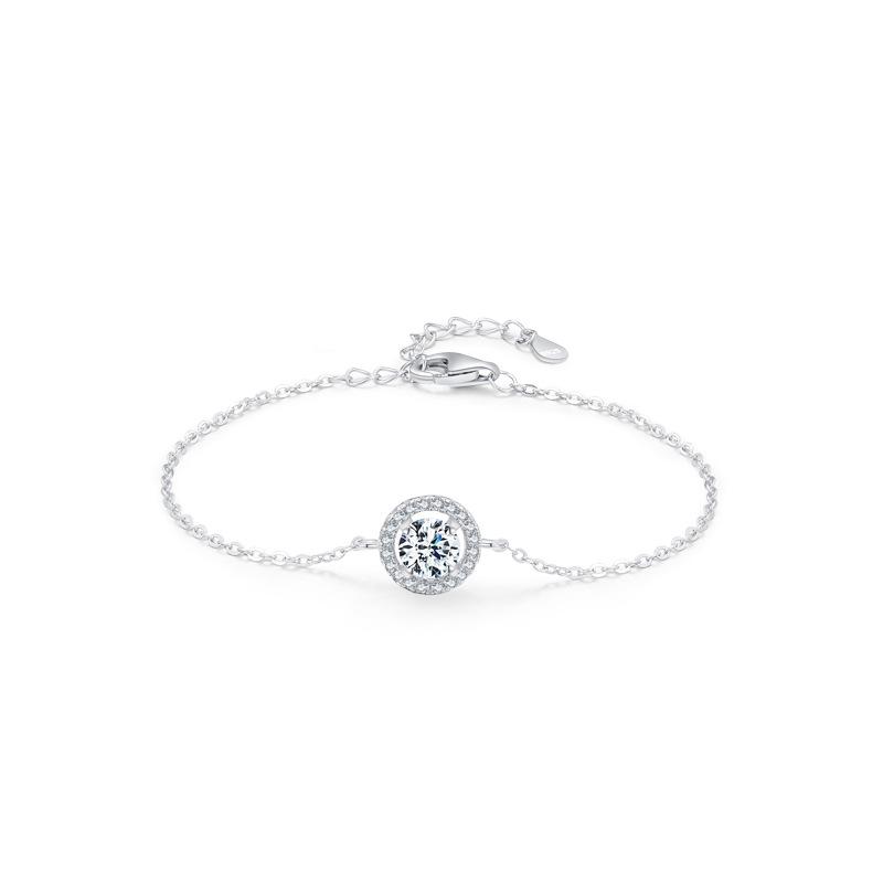 Moissanite 925 Sterling Silver Round Bracelet Fashion Affordable Luxury Full Diamond Bracelet Niche Design Wedding Gift 925 silver