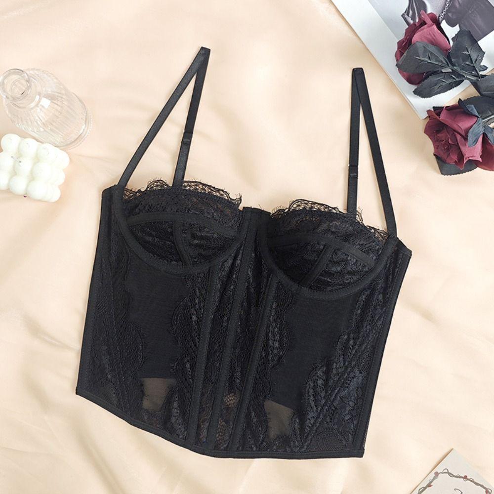 Hollow Lace Corset Transparent Crop Tops Elegant Lace Camisole Spring Summer