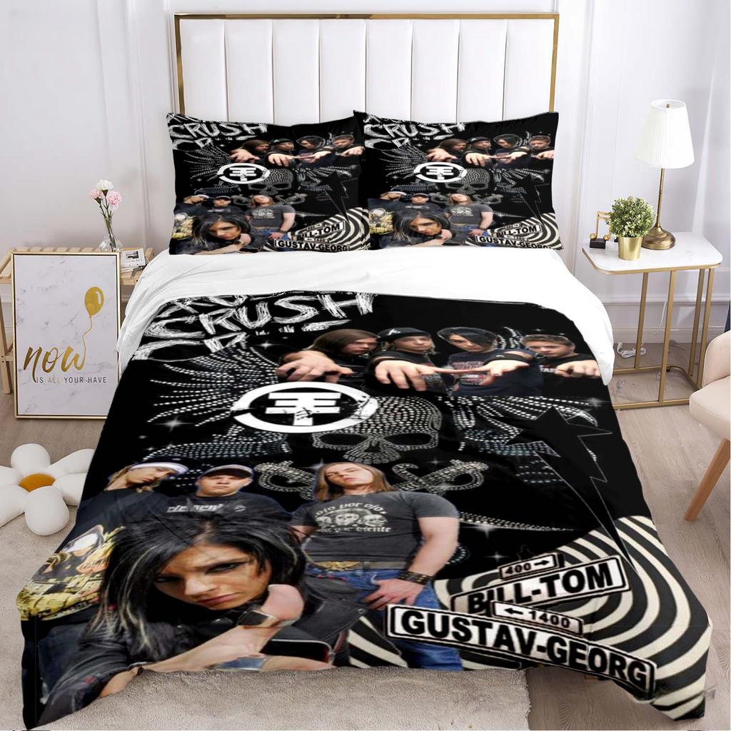 Tokio Hotel 3D Tisk Rocková Kapela Celoroční Povlak na Přikrývku Ložní soupravy Měkký Potah na Přikrývku a Povlaky na Polštáře Jednolůžko_Dvoulůžko_Queen_King