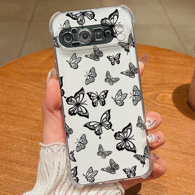 Butterfly Printed Clear TPU Phone Case For Google Pixel 9 Pro Pixel 9 Pro XL Soft Silicone Transparent Cover For Google Pixel 9A Google Pixel 9
