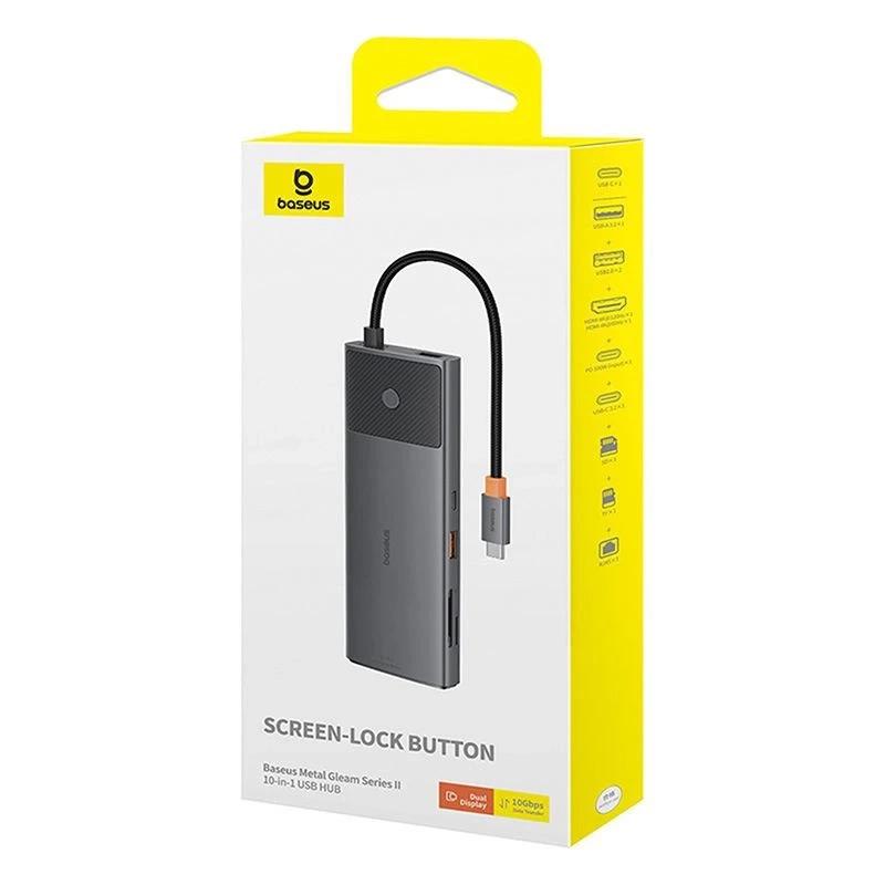 Adapter Hub 10W1 Baseus Usb-C - 2Xhdmi, 3Xusb-A, Usb-C, Rj45, Sd/Tf, Pd (Czarny)