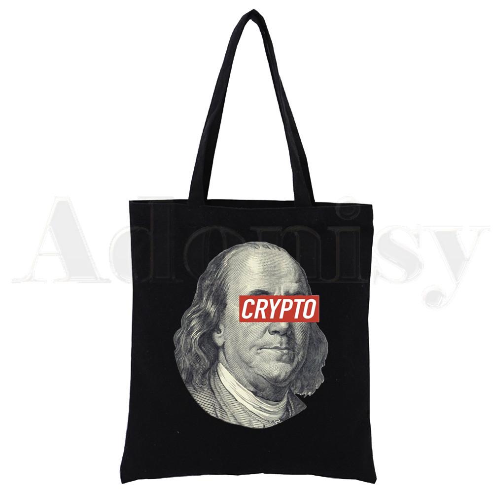 

HODL Cryptocurrency Crypto Btc Blockchain Черные сумки с принтом на холсте для девочек, модная повседневная ручная сумка Pacakge для жизни