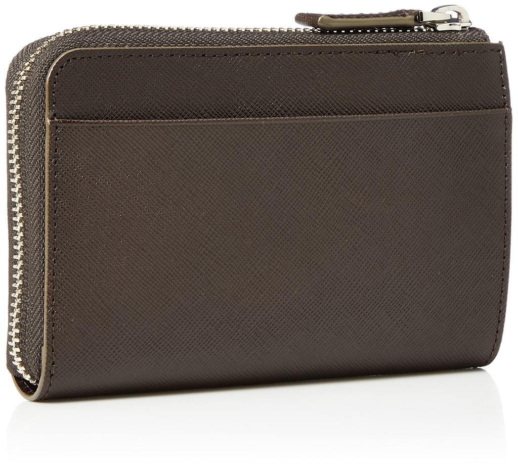 Katharine Hamnett London PRISM Bifold Wallet, Premium Japanese Cow Leather with Prism Embossing, Medium Size, L-Shaped Zipper, Dark Brown, One Size