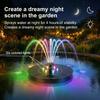 Pompa per Fontana d'Acqua Solare con 6 Ugelli e Luci LED Colorate, Decorazione da Giardino Esterna per Vasca per Uccelli, Decorazione per Stagno in Cortile