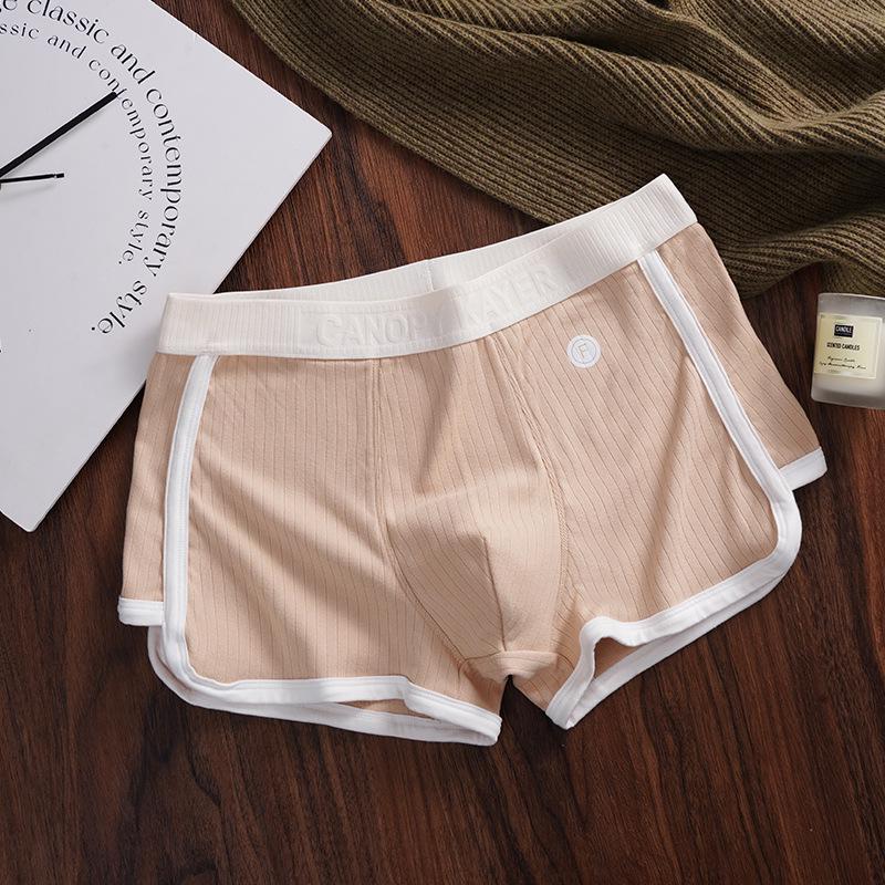 Men's Antibacterial Breathable Loose Fit Boxer Briefs Mid-Rise Striped Shorts