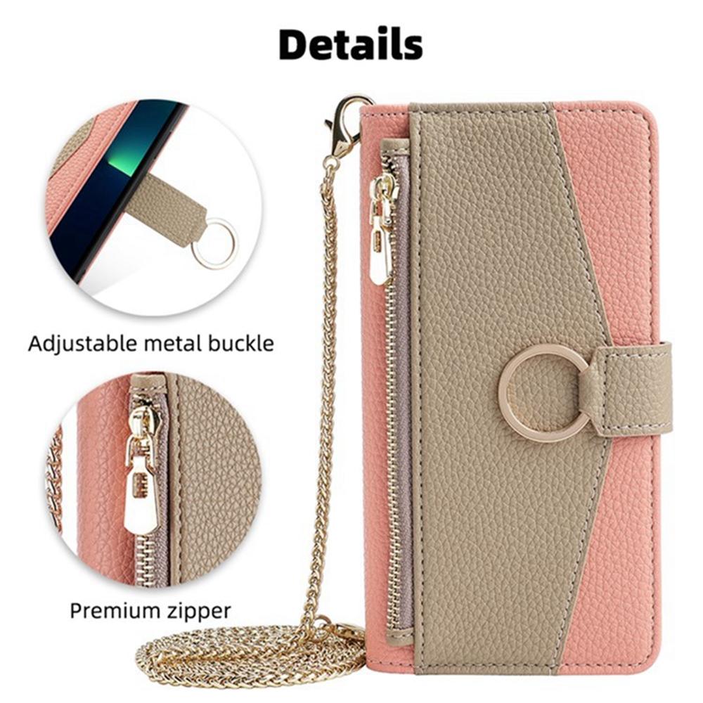 For Realme C75/14x 5G Case Mirror Wallet Leather Phone Cover with Chain Shoulder Strap