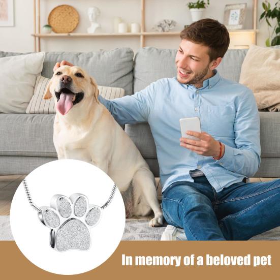 Yousheng Pet Urn Necklace for Ash Paw Print Cremation Keepsake Mini Urn Pendant Memorial Ash Jewelry for Cat Dog Ash Hair Nails
