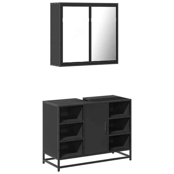 VidaXL Bathroom Furniture Set 2 Pcs Black Engineered Wood 3300910