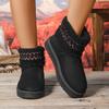New velvet thickened warm short snow boots women's autumn and winter embroidered wool mouth Northeast velvet cotton shoes