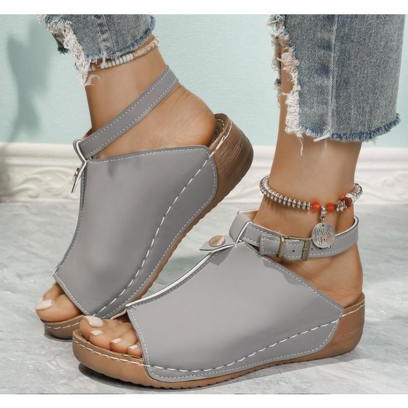 Clogs Wedge Fashion Womens Shoes 2025 Large Size Female Sandal Platform Luxury Big Summer Girls New Low Beige Comfort PU Scandal