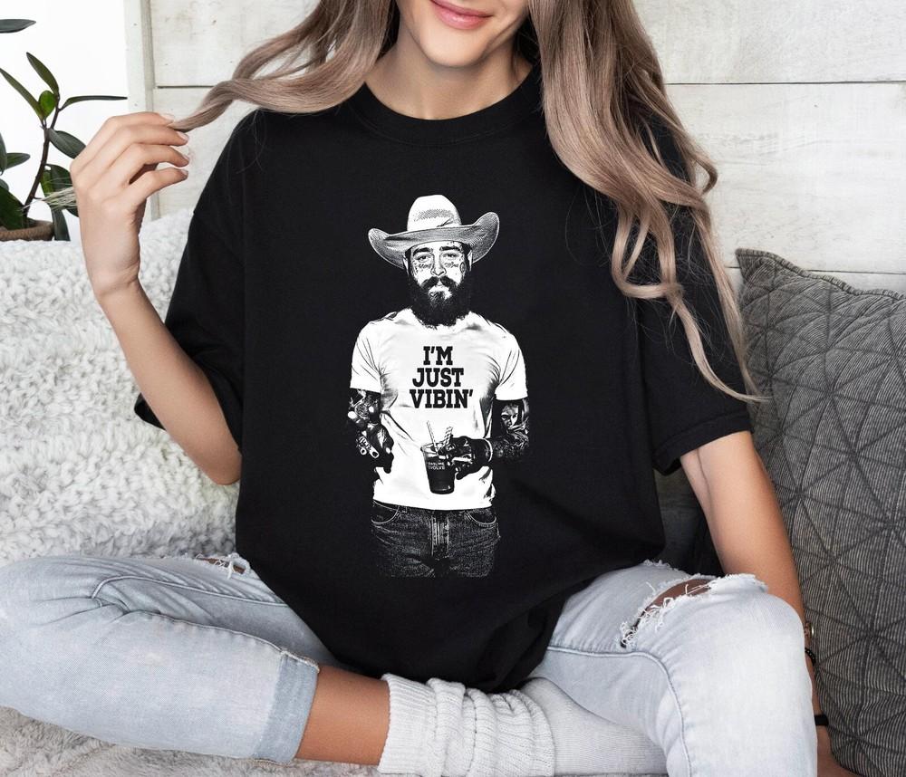 Post Malone Tee, Im Just Vibin, Cowboy Post Shirt, Concert Shirt Unisex Unisex T-Shirt XL
