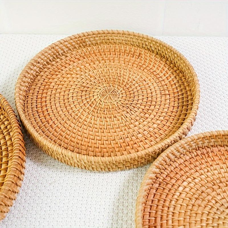 Handmade Autumn Rattan Tray Ornament Storage Dining Plate Hotel Restaurant Plate Decoration