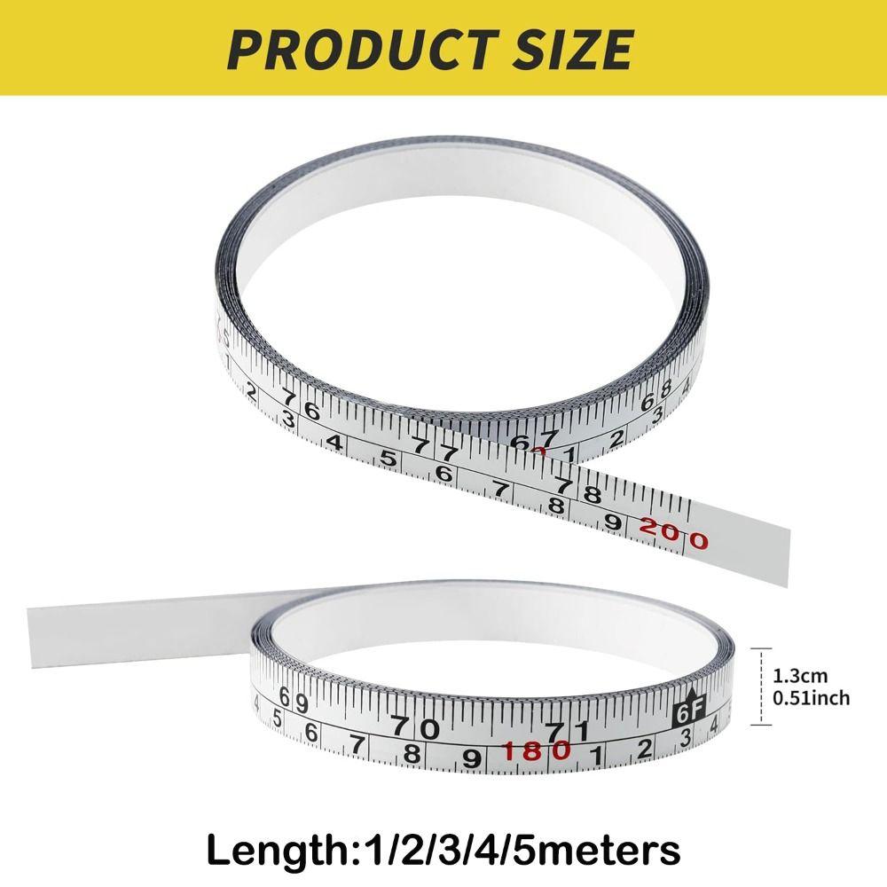 Self-Adhesive Metal Tape Measure Imperial and Metric Scales Left-Right Reading Ruler  Woodworking