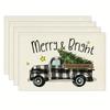 4pc S Truck Christmas Tree Christmas Meal Mat, 12 X 18 Inches, Seasonal Rural Holiday Retro Gratitude Winter Meal Mat