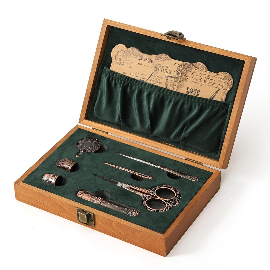 Vyšívací nůžky Dřevěné Evropské Starožitné Vintage Šití Řezání nití Starožitný styl Šití Šití DIY Šicí sada D&D Sada, Sada, Nůžky,