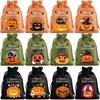 12pcs/sets Linen Halloween Gift Drawstrings Bag Black Orange Children's Candy Bag Pumpkin Burlap Bundle Drawstring Candy Bags